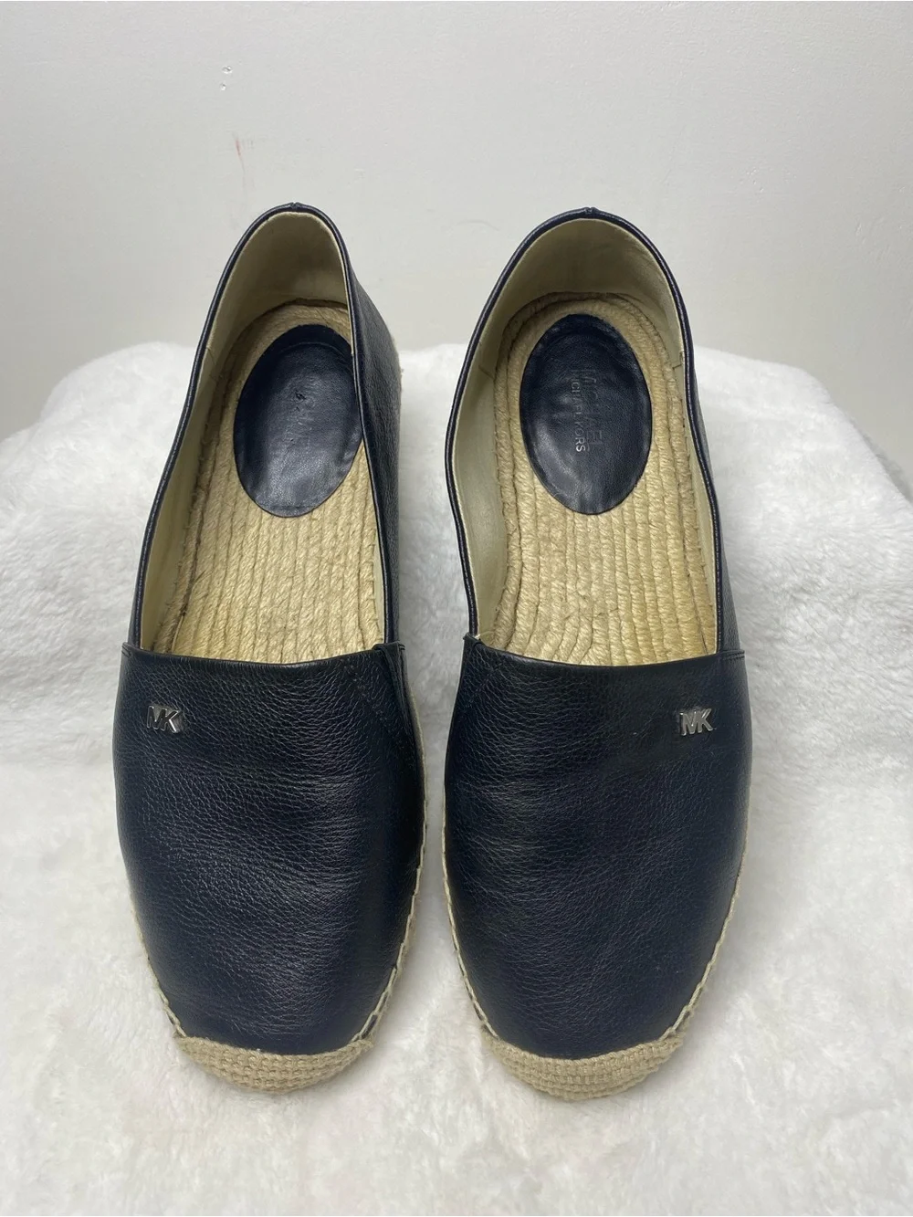 Michael Kors Navy Leather Espadrille Slip-On